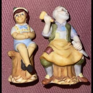STORYBOOK PAIRS Pinocchio and Geppetto  SALT PEPPER SHAKERS Danbury Mint 1989